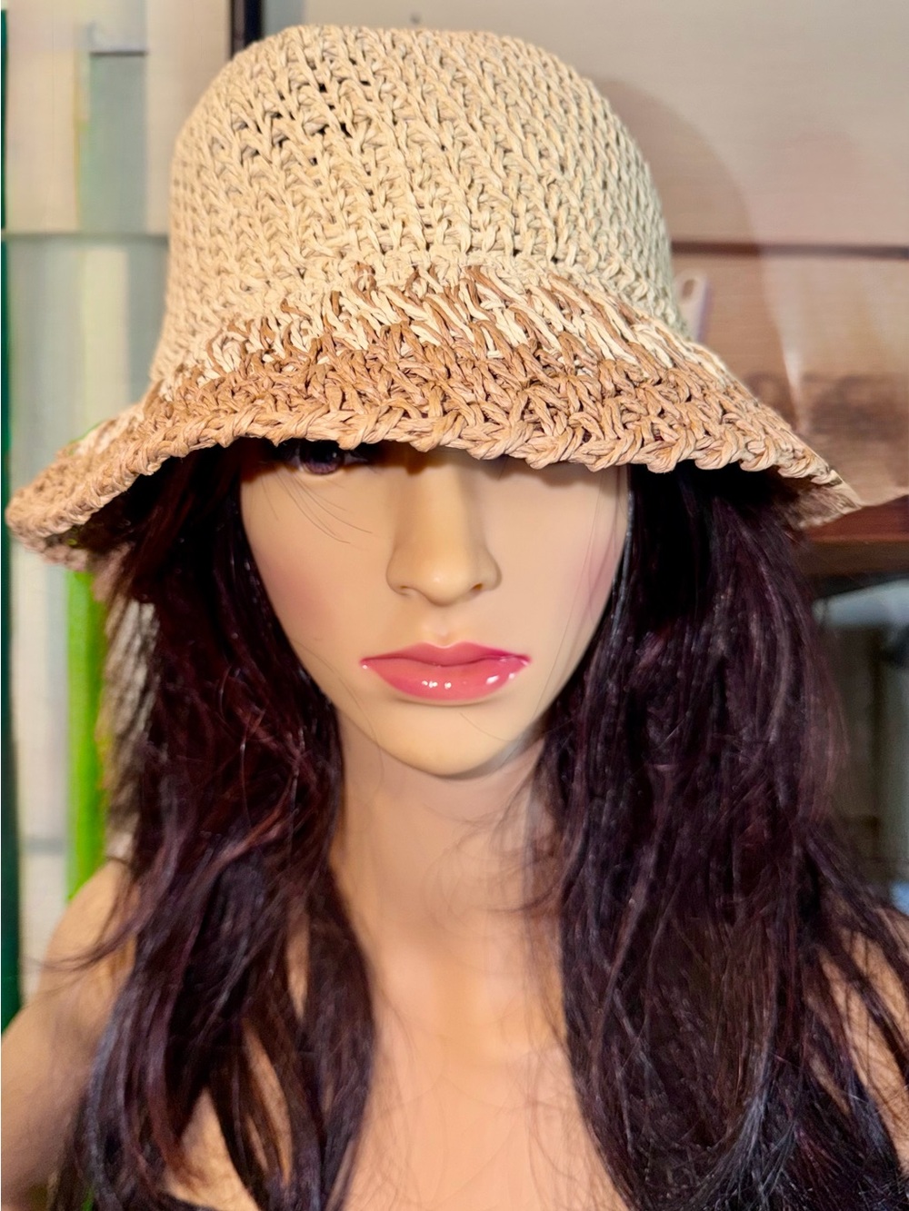 EUGENIA KIM Straw Two-Tone Crochet Bucket Hat - Picture 8 of 16